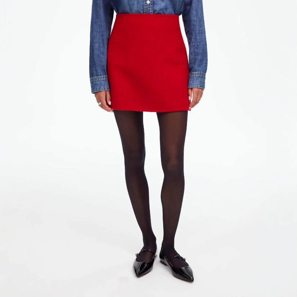 Madewell Double-Faced Wool Blend Red Mini Skirt NWT